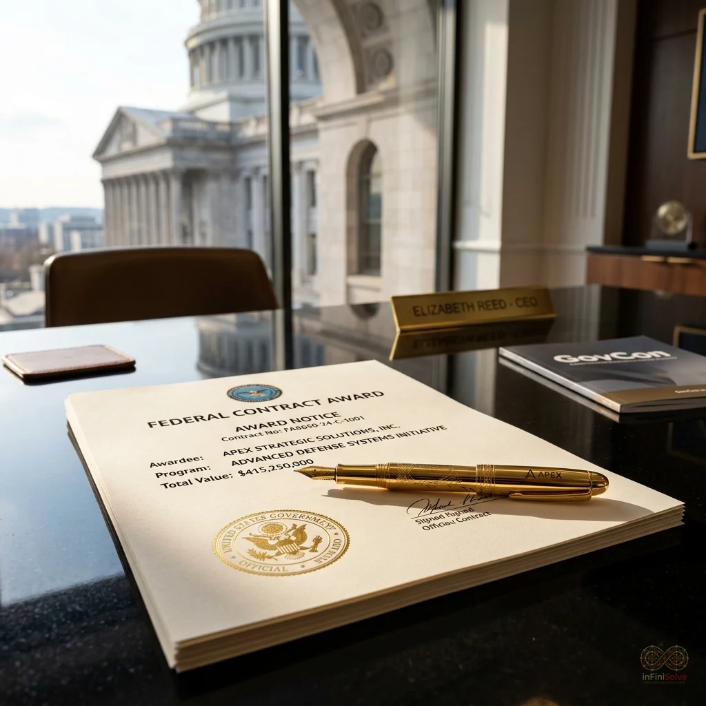 Small business owner reviewing successful government contract teaming agreement without past performance