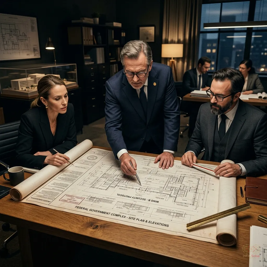 Architects reviewing a joint venture blueprint